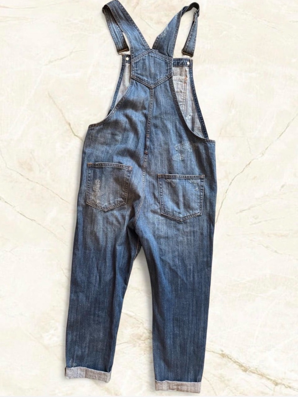 Hidden Jeans Girls Blue Distressed Denim Bib Overall Jumpsuit Button Pockets Sm - Picture 2 of 15